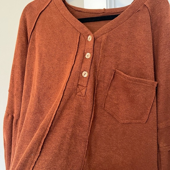 Women's Long Sleeve Button-Up Top - Brown - Picture 2 of 4